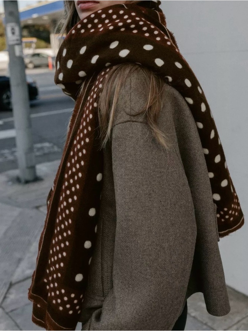 Zara Polka Dot Scarf in Brown and White. Brand new!
